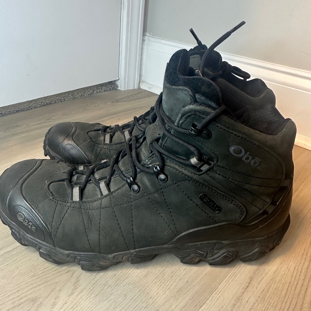 Oboz Bridger Mid B-DRY Waterproof Hiking Boots Mens 14 Black Leather 22101